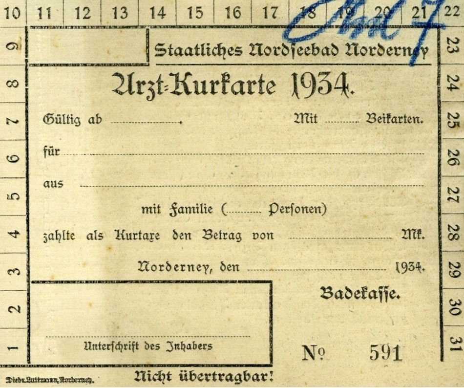 Arzt-Kurkarte 1934