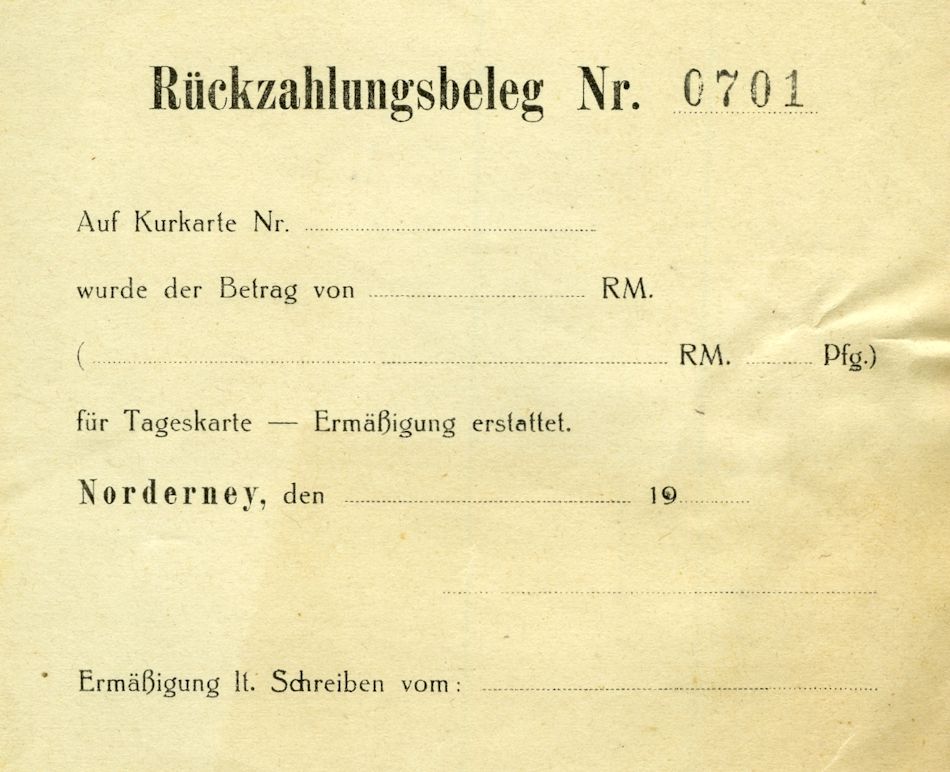 Rückzahlungsbeleg 1939