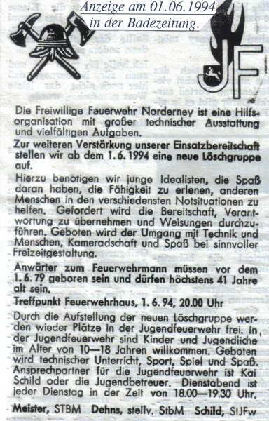 Anzeige am 01.06.1994 in der Badezeitung.