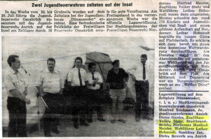 Osnabrücker- und Auricher Jugendfeuerwehren zelten auf Norderney - Juli 1994