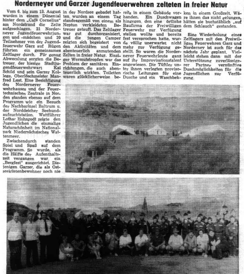 Zeltlager in den Dünen vom 6. bis 13.08.1994 Zeltlager in den Dünen vom 6. bis 13.08.1994