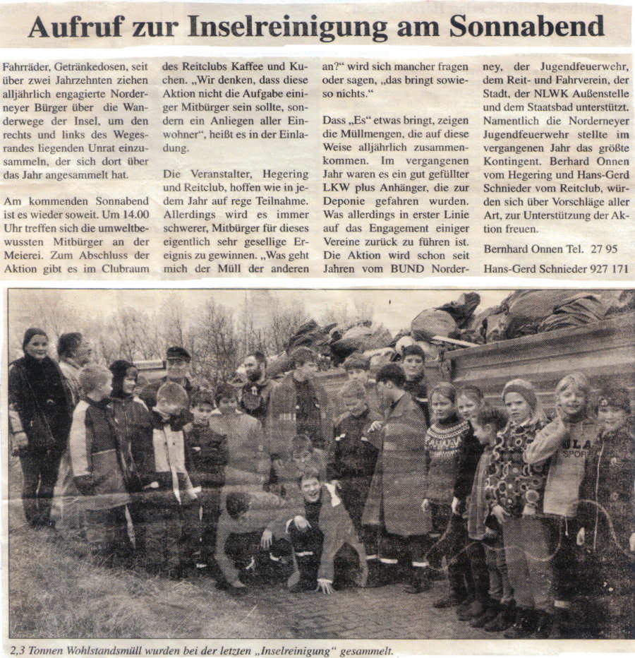 Große Müll-Sammelaktion am 23.03.2002 Große Müll-Sammelaktion am 23.03.2002