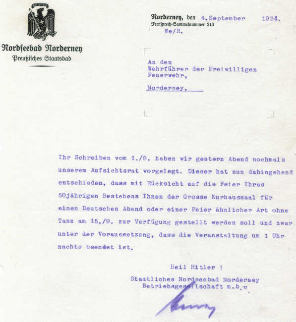 Briefwechsel mit dem Preußischen Staatsbad 1934 Briefwechsel mit dem Preußischen Staatsbad 1934