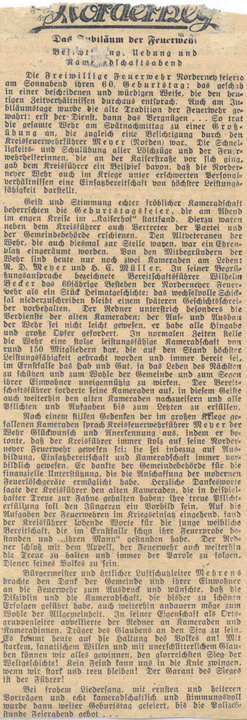 60 Jahre F.F. Norderney im Jahre 1944 60 Jahre F.F. Norderney im Jahre 1944