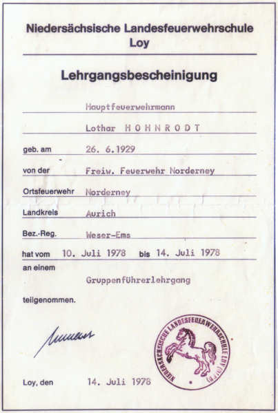 Lehrgangsbescheinigung Lehrgangsbescheinigung