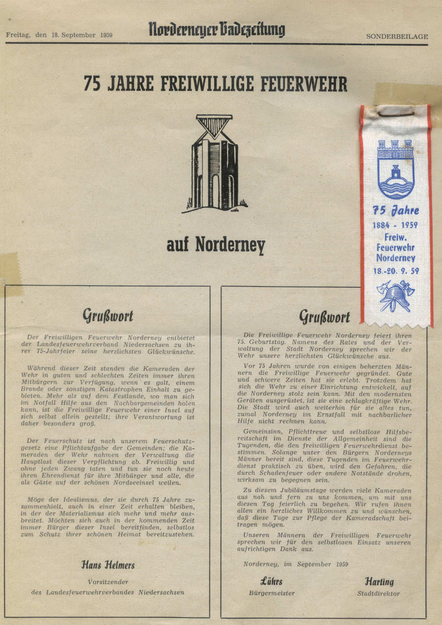 75 Jahre Freiwillige Feuerwehr - 18. - 20.09.1959 75 Jahre Freiwillige Feuerwehr - 18. - 20.09.1959