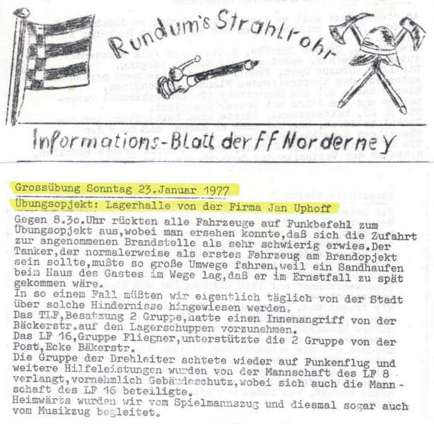 Großübung - Sonntag 23. Januar 1977 Großübung - Sonntag 23. Januar 1977