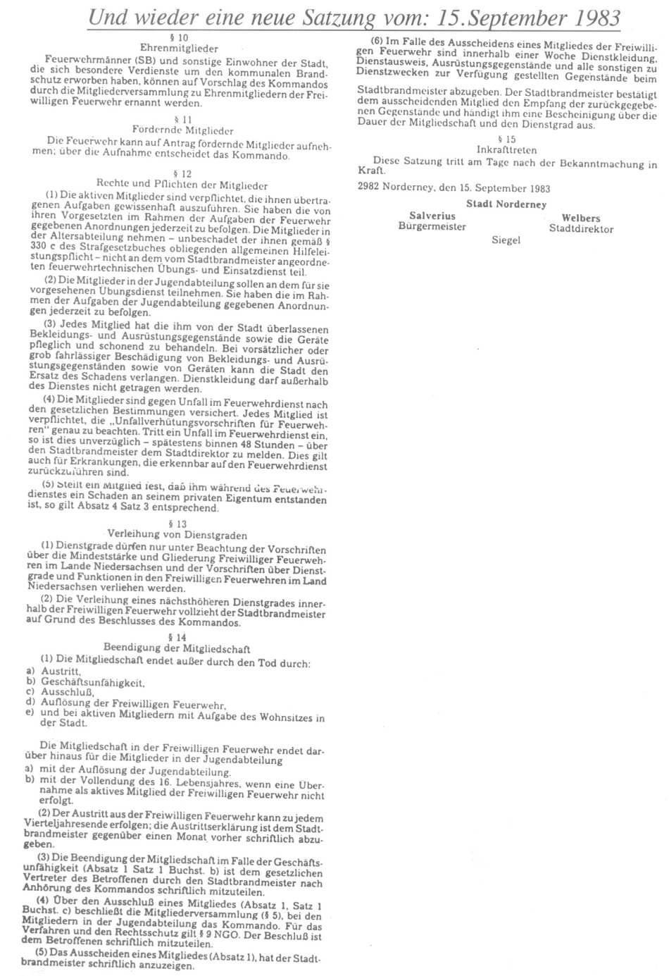 Satzung vom 15.09.1983