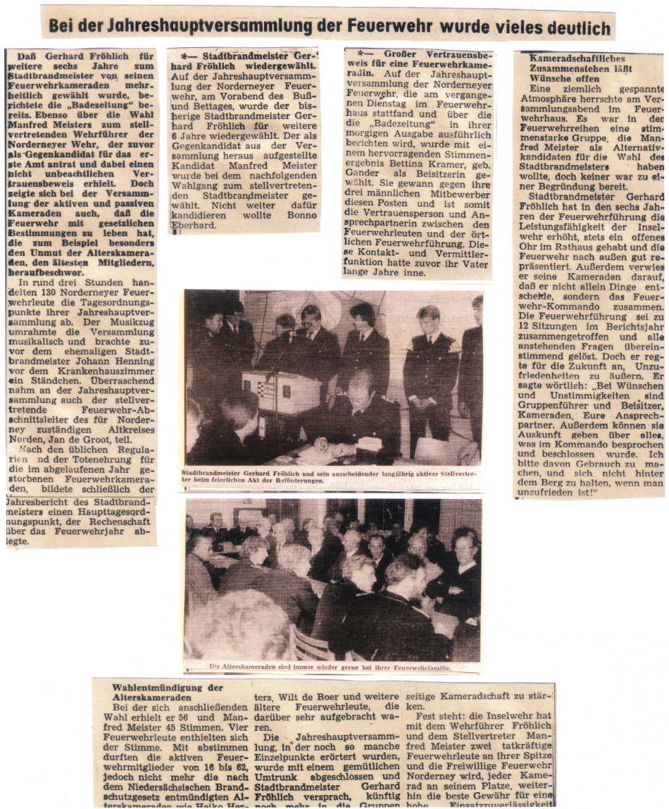 2. Amtszeit von Wehrführer Gerhard Fröhlich - 18.11.1986