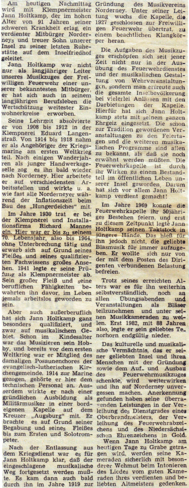 Nachruf - Badezeitung 05.06.1985 Nachruf - Badezeitung 05.06.1985