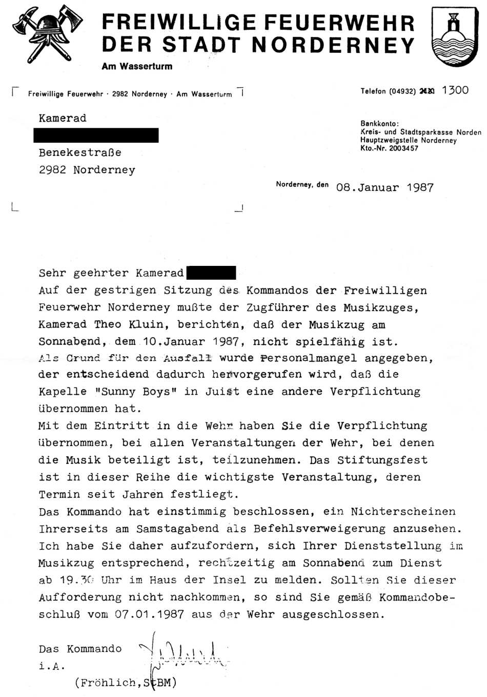 Dieser Brief wurde vom Kommando verschickt.