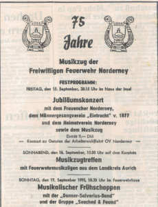 75 Jahre Musikzug der Freiwilligen Feuerwehr Norderney - 15.09.1995