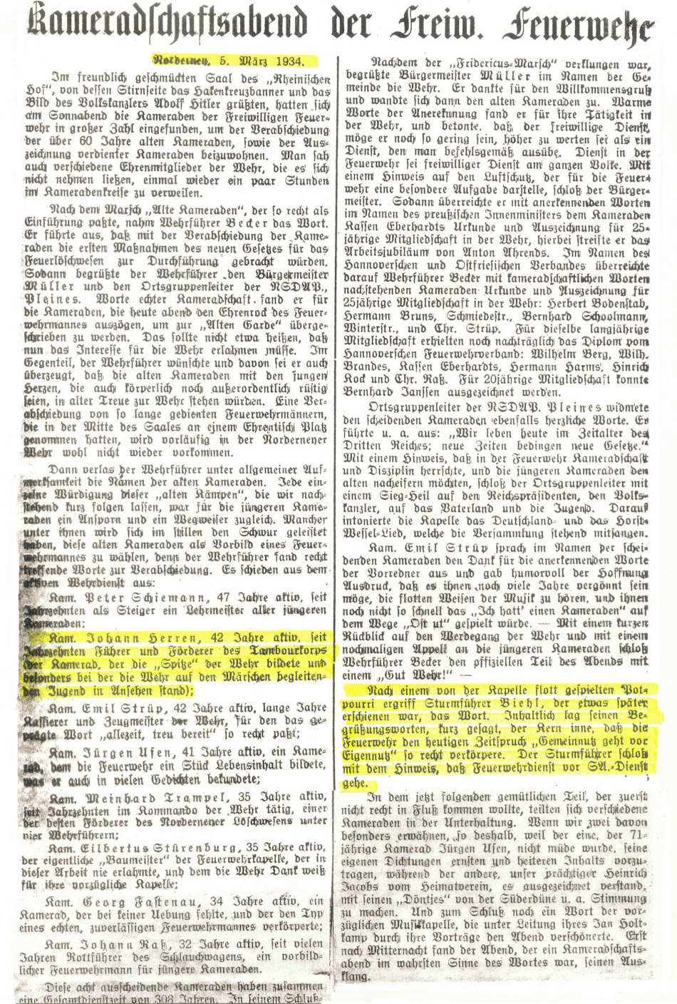 Umzug mit dem "Kriegerverein" - November 1934 Umzug mit dem "Kriegerverein" - November 1934