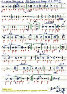 Für Trommler umgeschriebene Noten