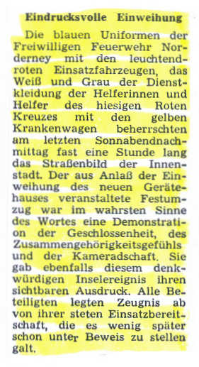 Einweihung des neuen Gerätehauses - 1974