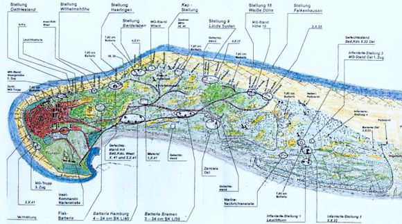 Die Insel wurde genutzt, um eine möglichst stabile Verteidigungslinie zur Abwehr von Landungsbesuchen zu errichten.
