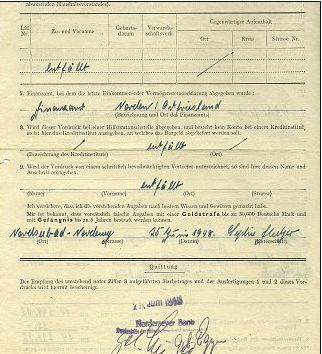 Bescheinigungen für die "Ablieferung" von Bargeld und Anmeldung von Reichsmarkkonten 