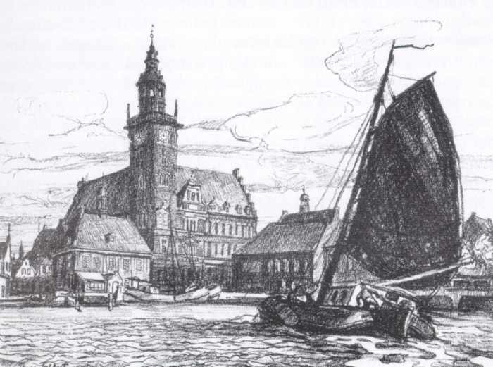 Im Hafen von Leer / 1940 - Lihografie - 28 x 38 cm Im Hafen von Leer / 1940 - Lihografie - 28 x 38 cm