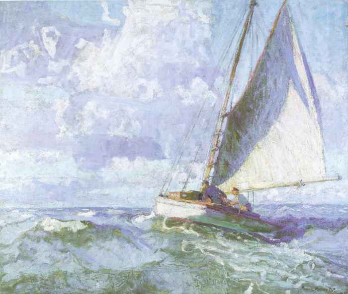 "Senta" in aufkommender Boe / 1948 - Öl auf Holz - 100 x 130 cm