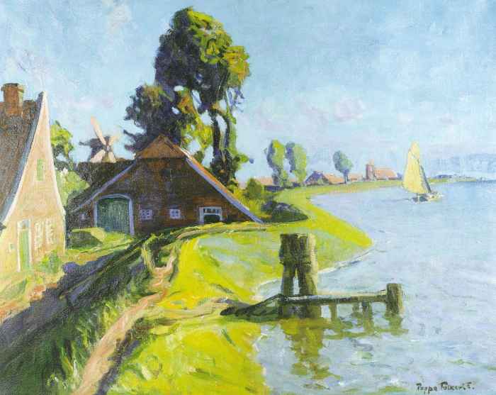 Mitling Mark an der Ems - Abendstimmung / 1925 - Öl auf Leinwand - 79 x 100 cm