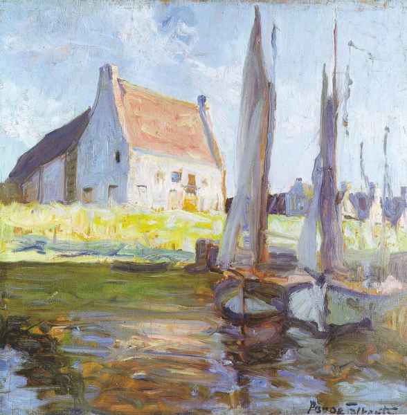 Greetsiel - Abendstimmung / 1924 - Öl auf Holz - 60 x 61 cm Greetsiel - Abendstimmung / 1924 - Öl auf Holz - 60 x 61 cm