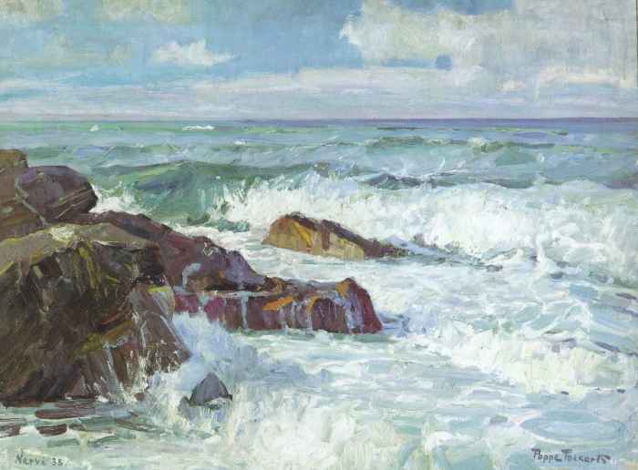 Brandung in der Sonne - Genua-Nervi / 1938 - Öl auf Leinwand - 60 x 80 cm Brandung in der Sonne - Genua-Nervi / 1938 - Öl auf Leinwand - 60 x 80 cm